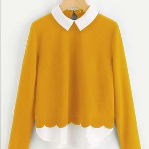 Shein Yellow Collard Blouse